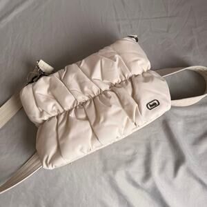 Lug Flounce Ruched Crossbody Bag in Light Beige